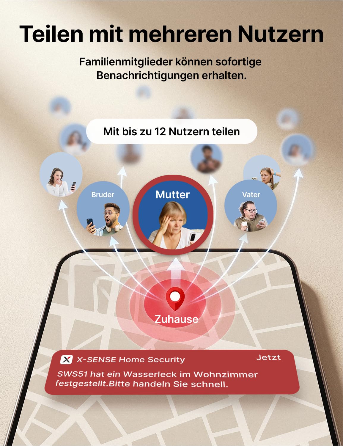 X-Sense Smart Wassermelder mit Batterie, WLAN Wassersensor, kompakter Überschwemmungssensor mit Einstellbarer Lautstärke von bis zu 110 dB sowie 500 m Reichweite, für Küchen, Keller und Badezimmer