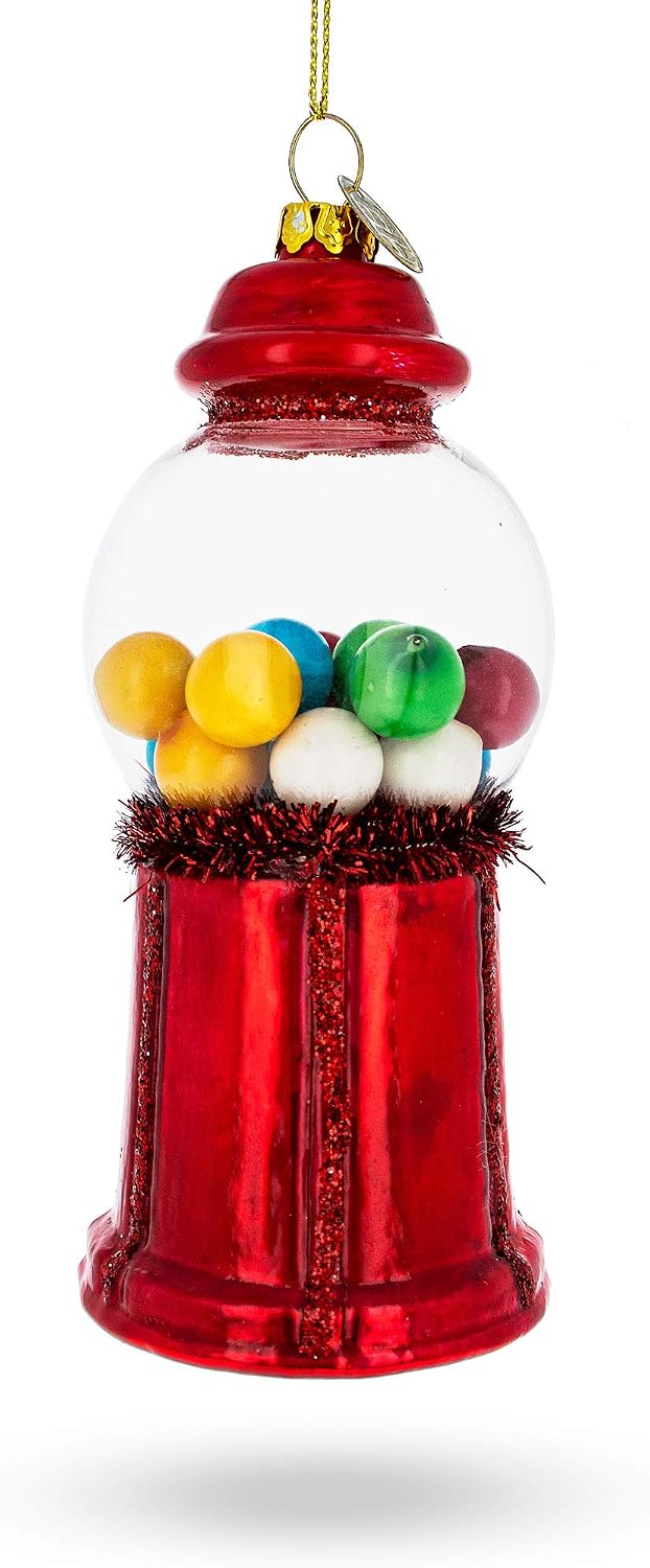 Candy Vending Machine Glass Christmas Ornament
