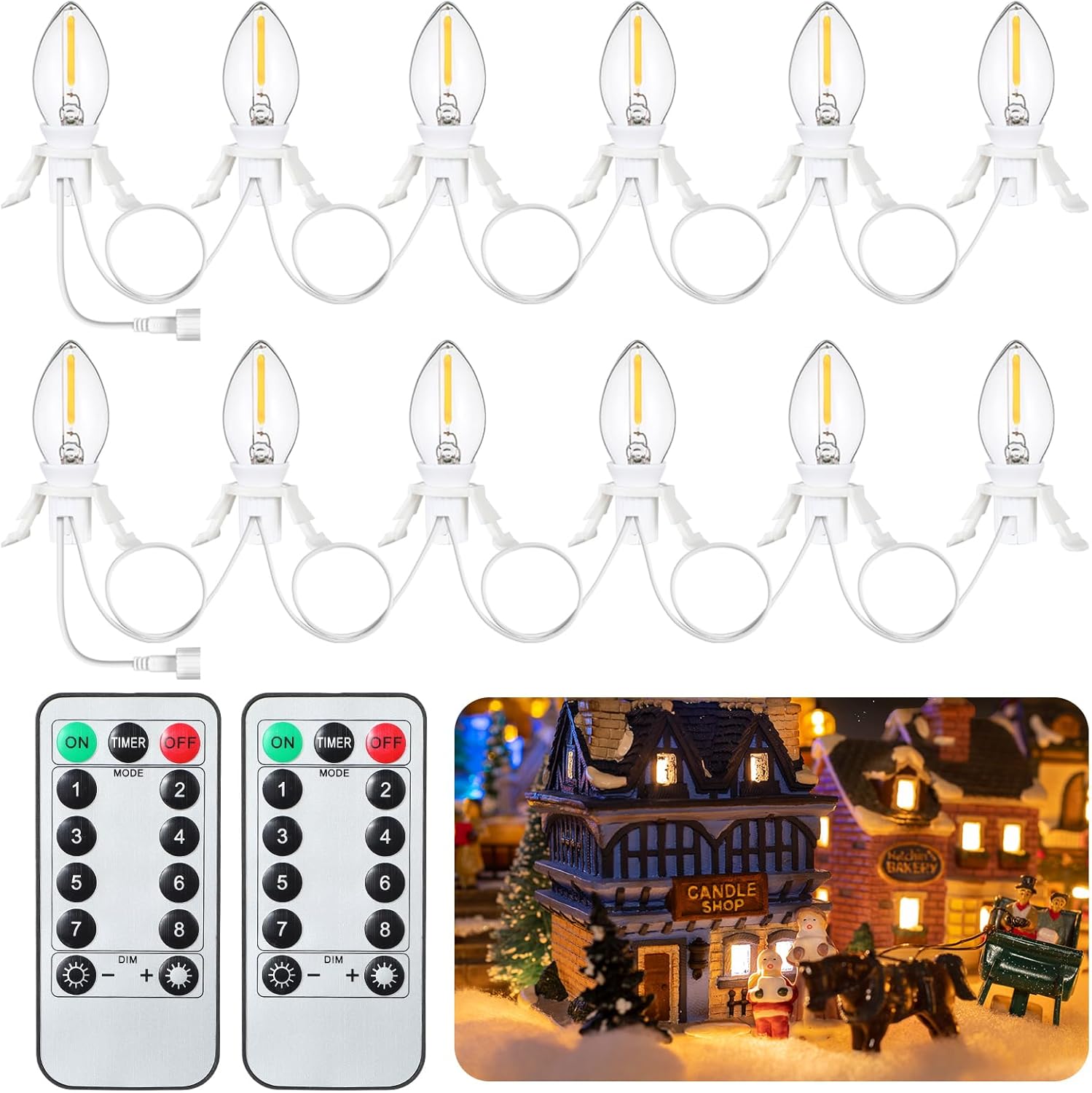 Retisee 2 Pcs Christmas Accessory Cord with 6 C7 LED Light