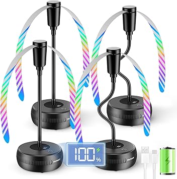 TriPole Fly Fans for Tables, Food Fans 2000mAh Rechargeable Table Fan Portable Fly Spinners with LED Display, 20H Runtime for Outdoor Picnic, BBQ Patio Parties, Camping, Kitchen, 4 Pack Black