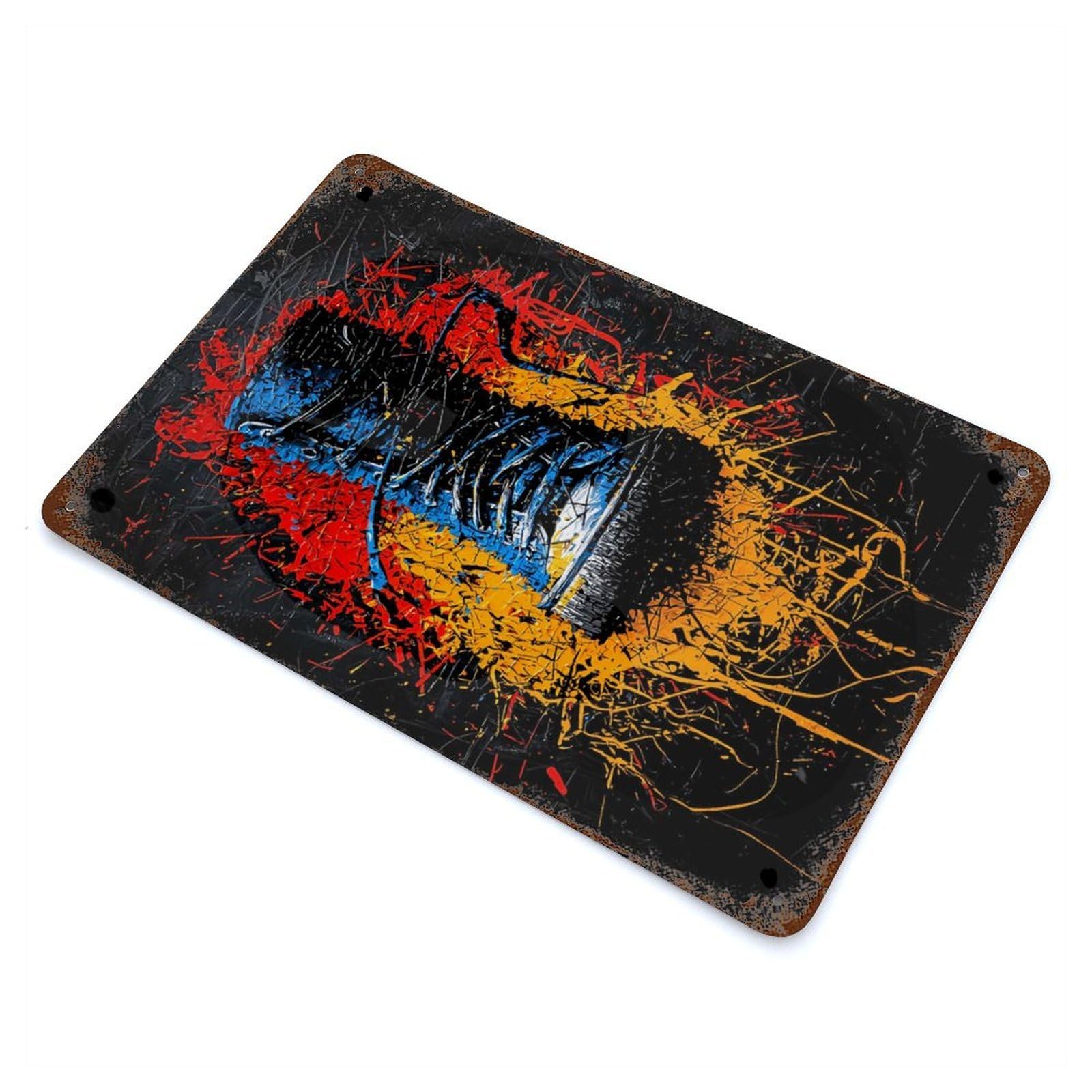 Urban Impact Contemporary Expressionist Boot Artwork Decorative Tin Sign 11.8"x7.9", Ideal for Basement, Hobby Room And Garage Decor