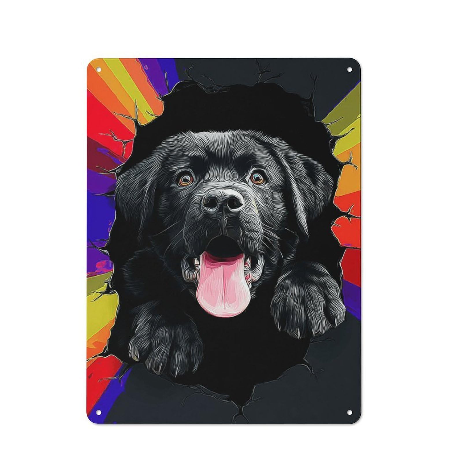 Junmoney Colorful Dog Portrait Artwork -7 Retro Metal Sign 40X30cm For Lounge Or Reading Corner, For An Autumn Wall Display In Lounge And Reading Corner
