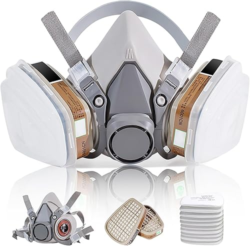 Gas Respirator Mask With 6001 Filters, Gas Masks Survival Nuclear and Chemical for Painting, Dust, Organic Vapors