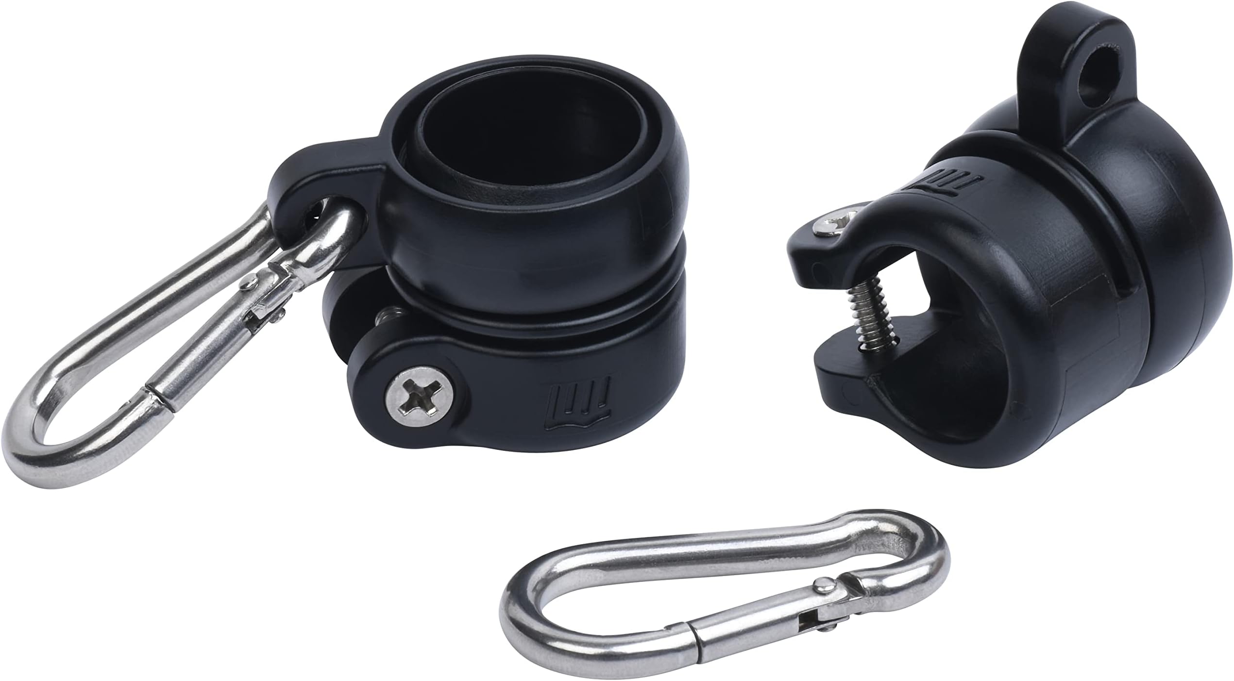 3/4" Flag Mounting Rings Manufactured utilizing Engineered Plastic with UV stavilizers. Includes Stainless Steel Carabiners - Range of use - 1/2" to 3/4" (Black)