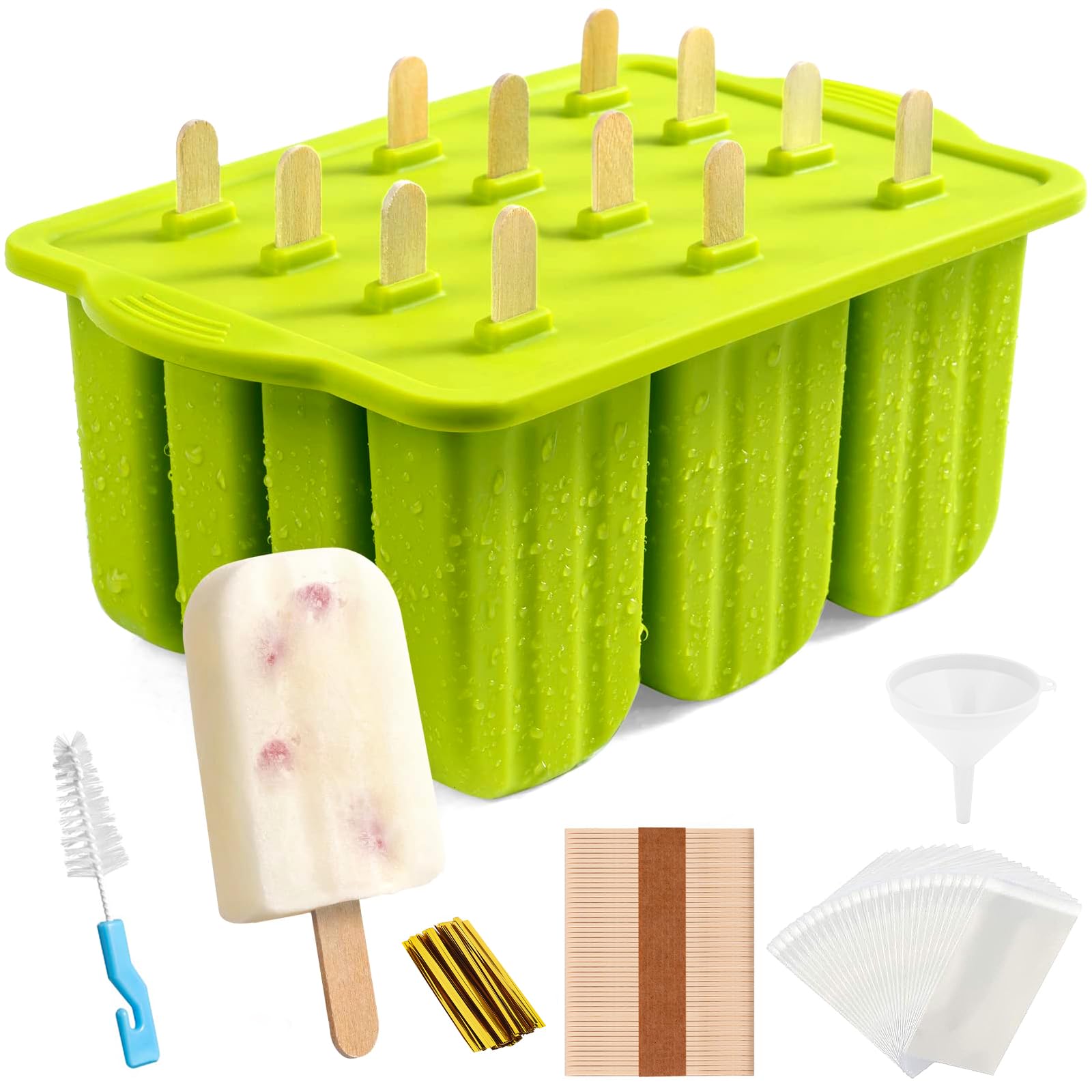 FAMKEEP Stampi per Crema,Ghiaccioli in Silicone Stampo, Silicone Stampi per Gelato senza BPA, DIY Stampi Riutilizzabili di Gelati 12 Cavità in Silicone, Stampo Ghiaccioli per Bambini Adulti