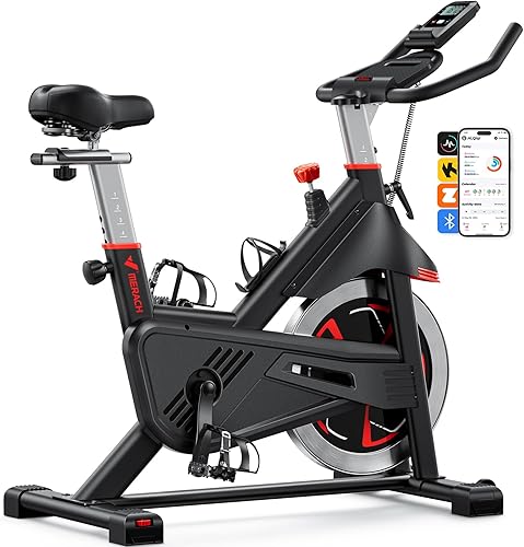 Miniatura 9 de Merach Bicicleta estática para gimnasio en casa, bicicleta estacionaria de bajo ruido con resistencia magnética manual automatizada, bicicleta de