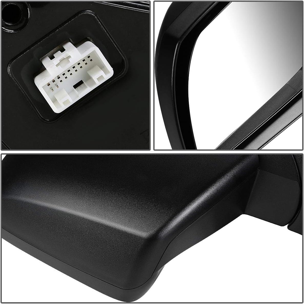 Auto Dynasty TO1320252 Factory Style Driver Left Side Mirror - Manual Folding | Heated Glass | Power Adjustment - Compatible with Toyota Tundra 2007-2013, Matte Black