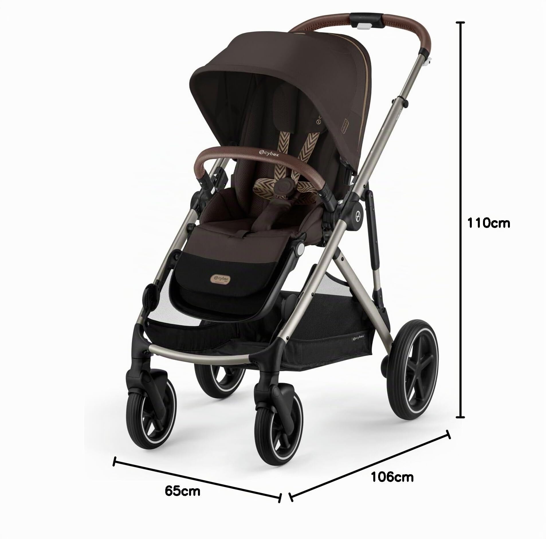 CYBEX Passeggino Gold GAZELLE S, dalla nascita a circa 4 anni, max. 22 kg (modalità singola) / 2x 22 kg (modalità duo), sistema all-in-1 con 20+ configurazioni, marrone cioccolato