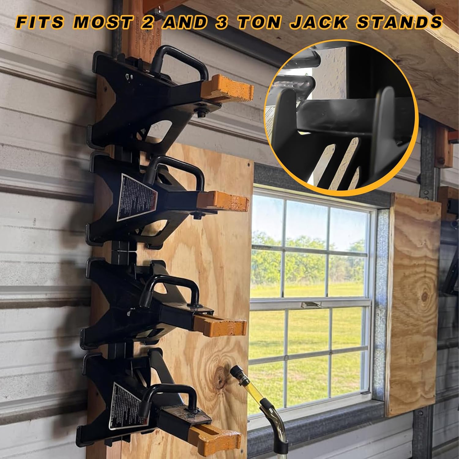 2 PCS Jack Stand Wall Mount Organizer, Heavy Duty Jack Stands Holder Storage Bracket, Wall Mount Metal Storage Racks Fit for 2 & 3 Ton Jacks Stand, Car Accessories