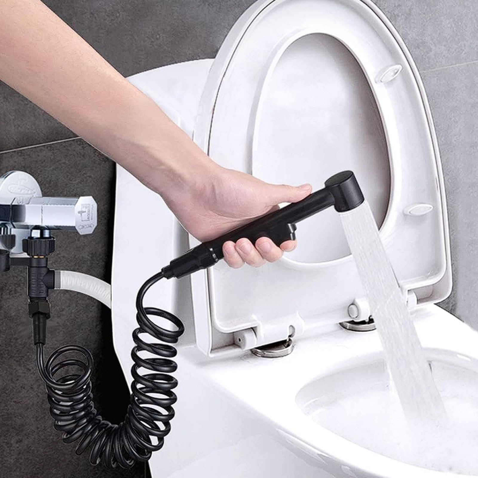 Manguera de resorte retráctil, manguera de ducha universal con accesorio de cobre, tubo rociador de bidé antienredos para uso en inodoro