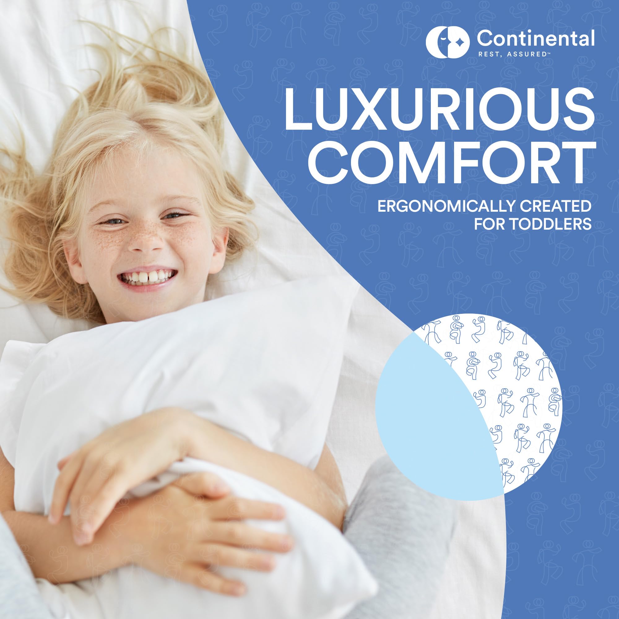 Continental Bedding Almohada 100% plumón de Ganso para niños de 13 x 18 Pulgadas, Potencia de Relleno 550 (13 x 18)