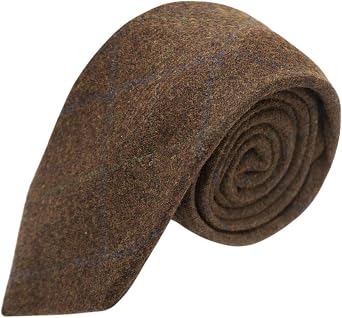 King & Priory Heritage Check Cedar Brown Necktie