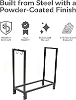 Vista 3 de Sunnydaze depósito de leña, acero color negro, 30 pulgadas, Negro