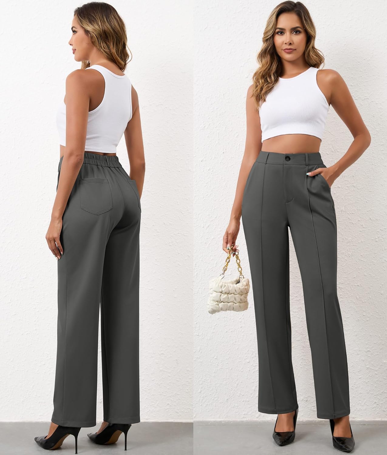 AVAMO Stretchy Work Pants High Waisted Slacks for Women Dress Pants Business Casual Pants Office Trousers with Pockets - Image 6