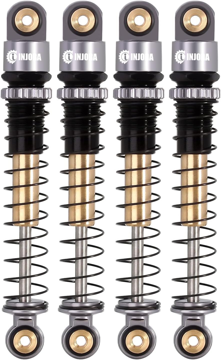 INJORA RC Shock Absorber 43mm Threaded Tele Damper for 1/24 RC Crawler Axial SCX24 Deadbolt Bronco Gladiator Micro Crawler Upgrade Parts(GREY)