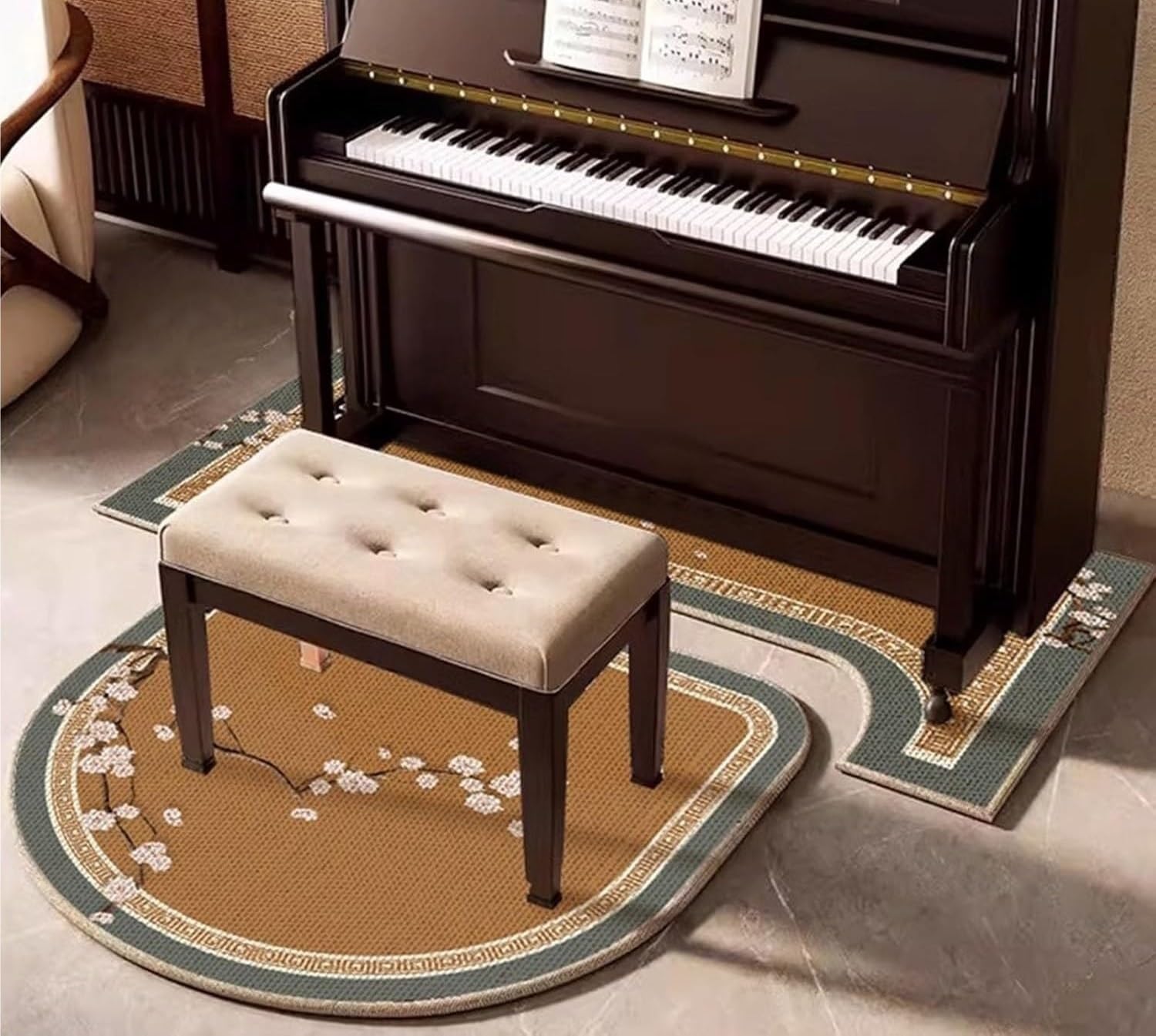 Dywan dźwiękochłonny do fortepianu, Ochraniacz dywanu fortepianowego, Dywan dźwiękochłonny do fortepianu, Mata podłogowa Sound Home Antypoślizgowa mata dźwiękochłonna(110 * 110CM)
