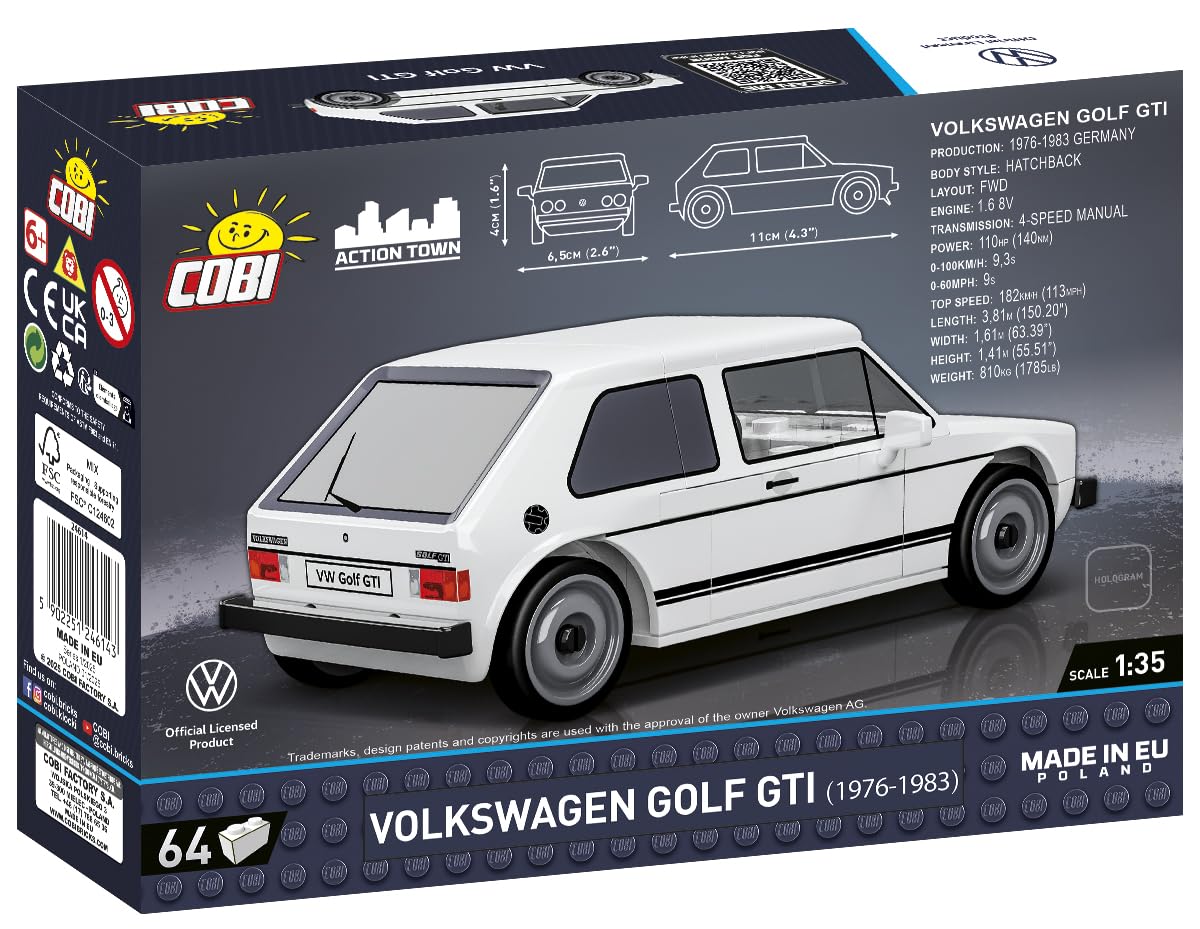 Amazon.com: COBI Action Town Volkswagen Golf GTI (1974-1983), 64
