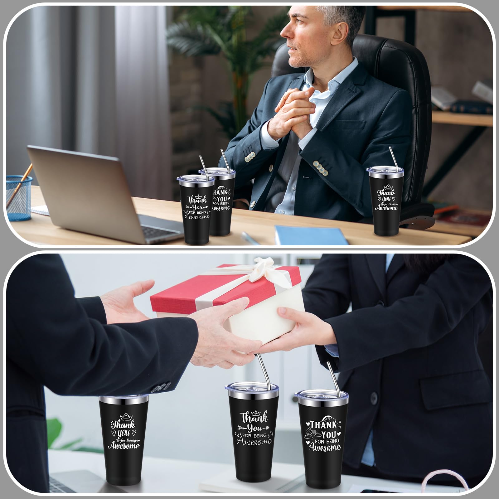 Tioncy 20 Sets Thank You for Being Awesome Tumbler Bulk with Lid Straw 16 oz Thank You Gift for Women Men Appreciation Gift Bulk for Teacher Employee Coworker Graduation Gifts (one cup only)