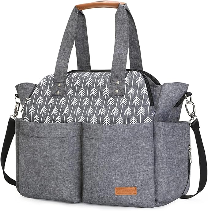 Lekespring Nappy Tote Bag Baby Nappy Changing Bag for Mom and Dad