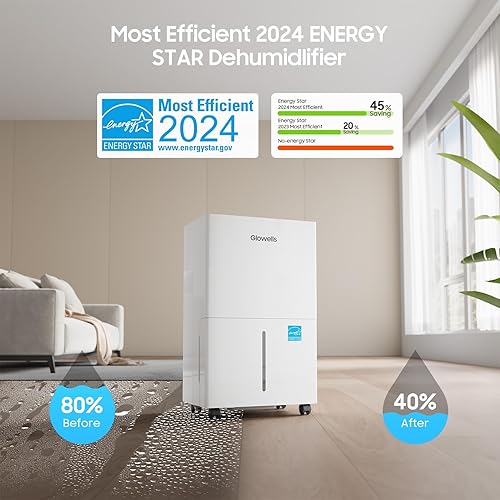 Miniatura 2 de Deshumidificador Energy Star de 4500 pies cuadrados para sótano y hogar, 52 pintas, deshumidificador de habitación grande con manguera de drenaje y