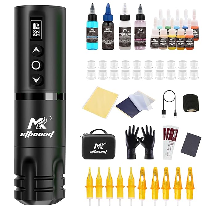 Kit Máquina Tatuar Pen Rotativa Inalámbrica MK TATTOO con Fu