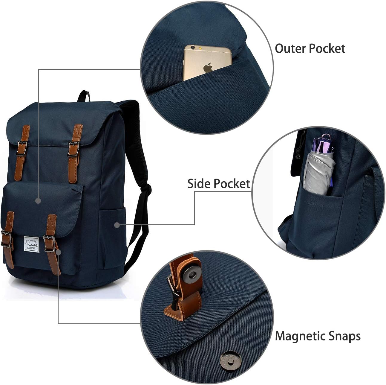 Up To 40% OFF VASCHY Men Backpack Water-resistant Hiking Daypack Travel School Backpack