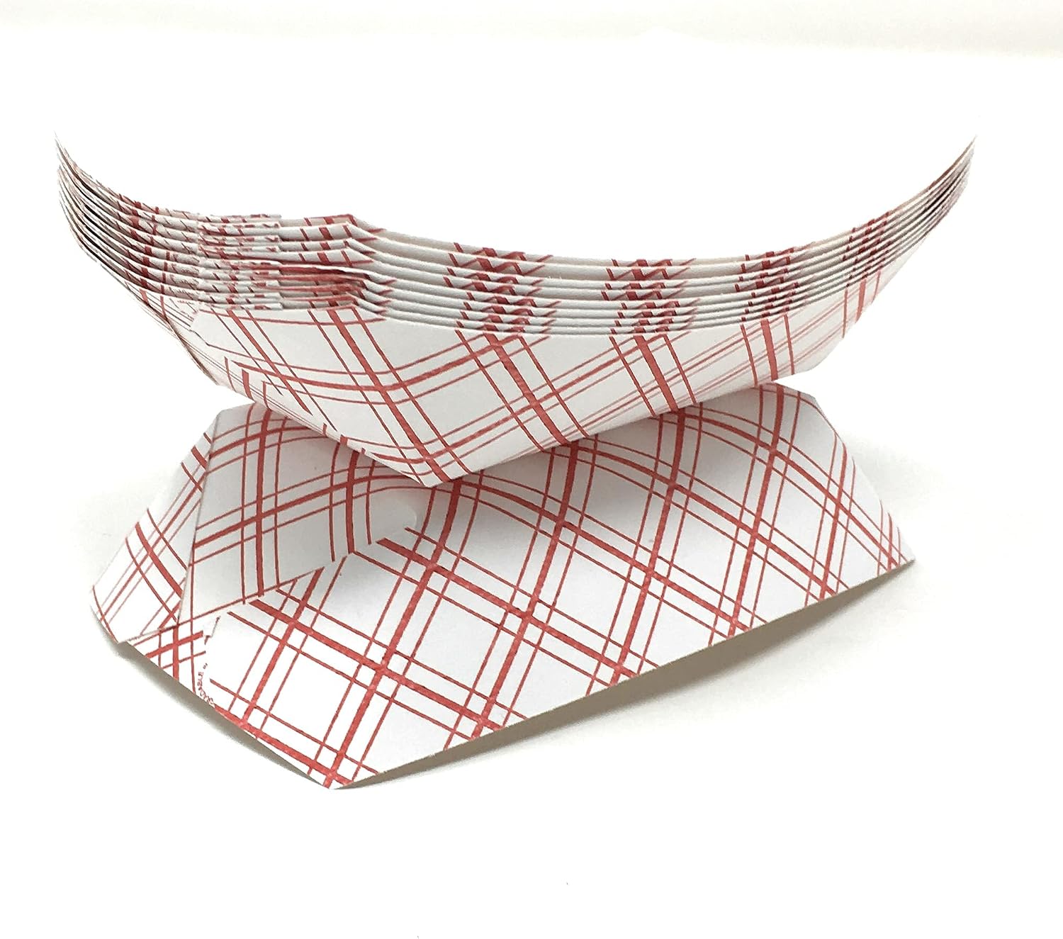 Mr Miracle White and Red Paper Half Pound Food Tray. Pack of 100. Disposable, Recyclable and Fully Biodegradable. Made in USA