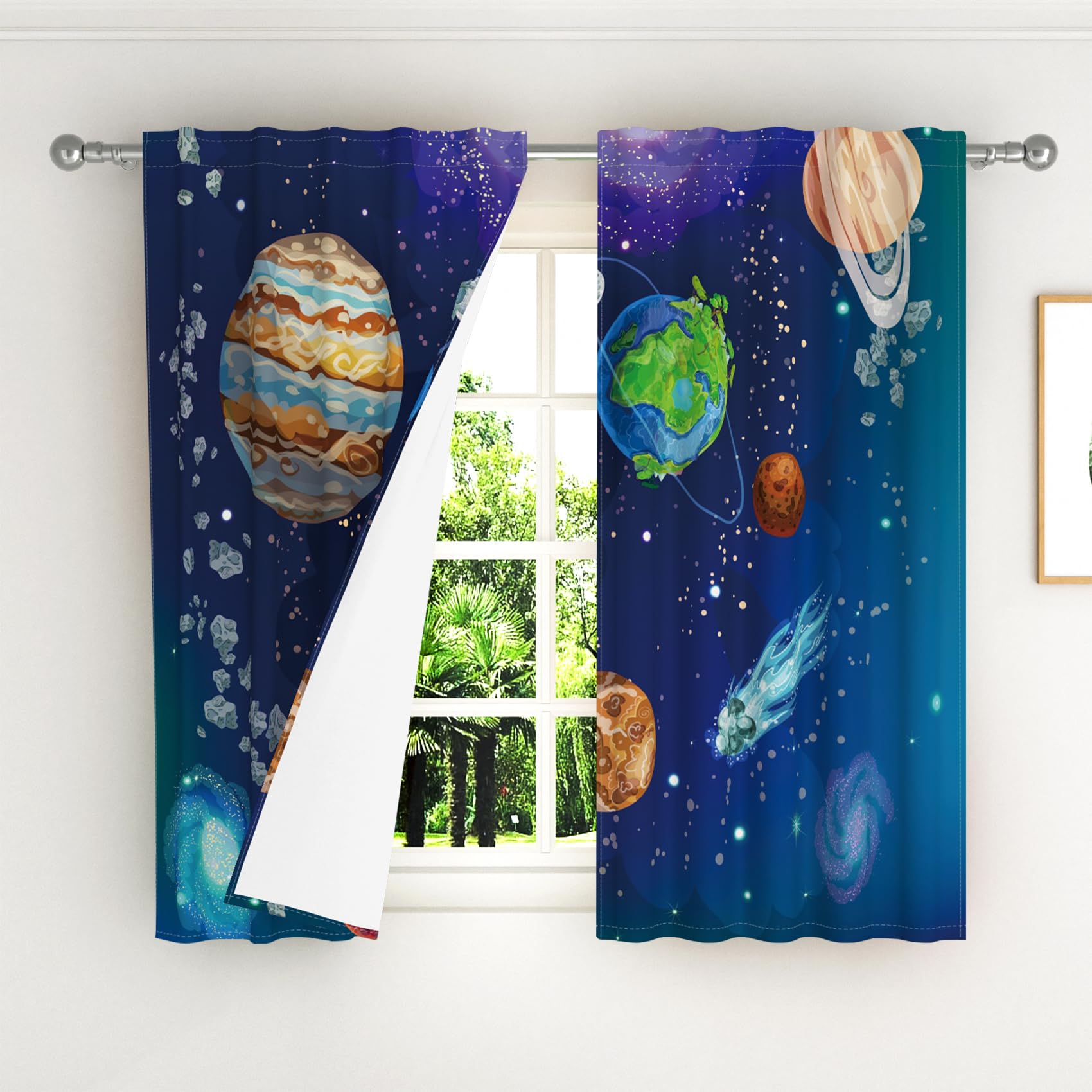 Kzzfqxb 140x229cm Planets Curtains Set of 2 Panels - Image 3