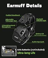 Vista 6 de ZOHAN 035 Bluetooth 5.4 Shooting Ear Protection Earmuff, Active Noise Canceling, Hearing Protection with Sound Amplification