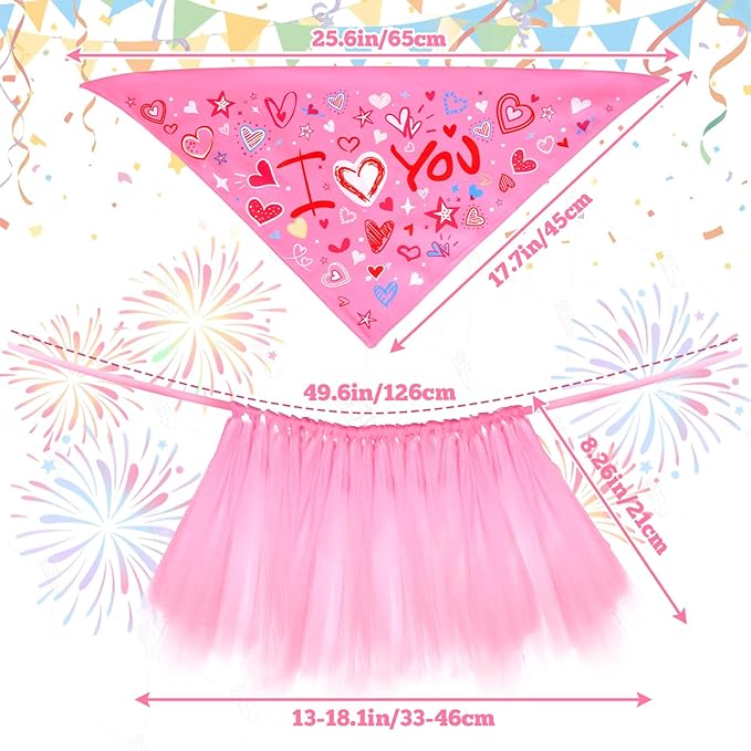 Set de Tutú Rosa y Bufanda para Perro de San Valentín - 2 Piezas miniatura 2