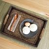 Bandeja de Madera, Bandeja Rectangular de Ratán Tejido a Mano para Servir Alimentos con Asas Elevadas, 9 Pulgadas, Madera Natural y Ratán Decorativo para Comedor, Mesa de Café, Fiesta de Té 7