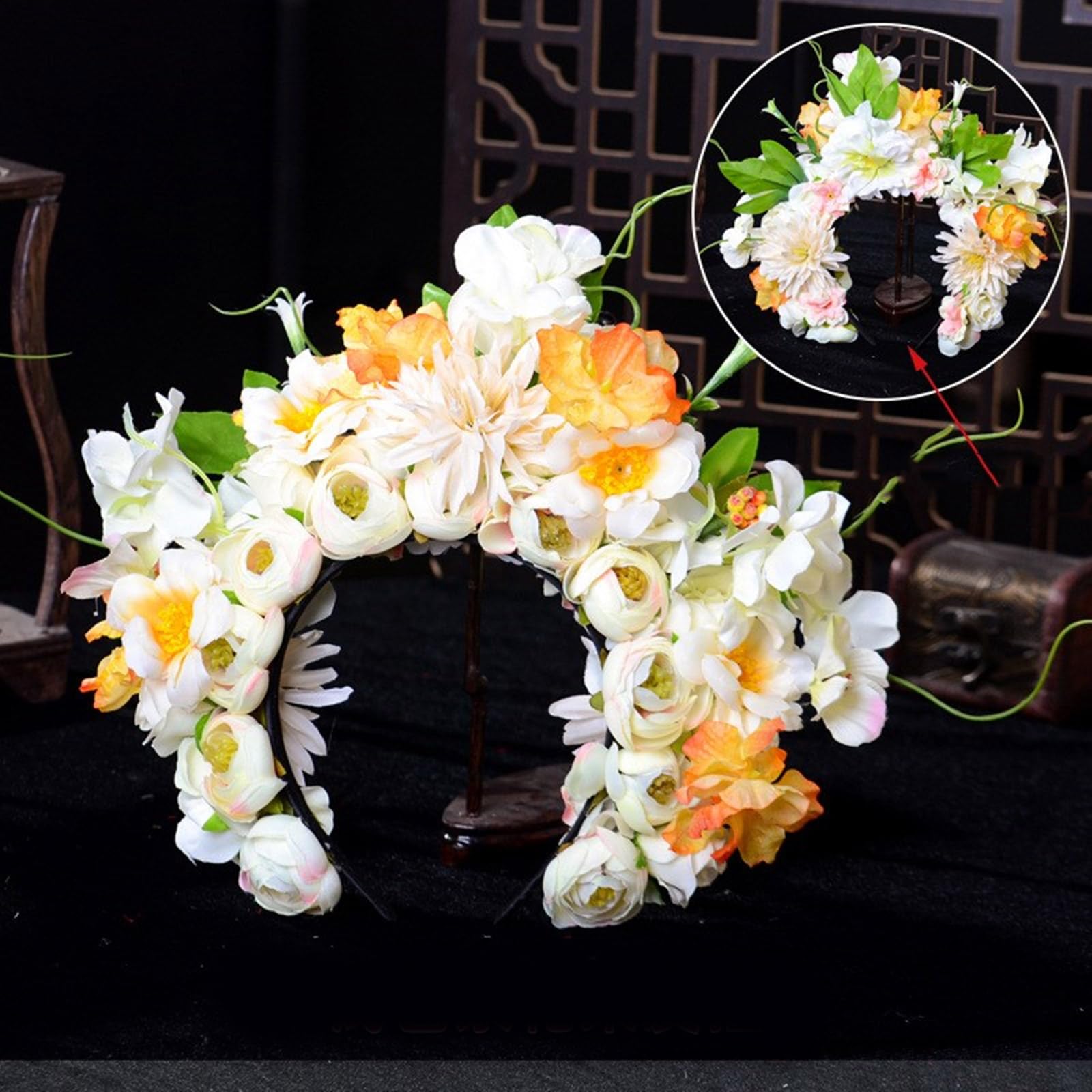 Doppelseitiges Blumen-Stirnband, Mexika-Rose, Blumenkrone, Haarband, modisch, für Damen, Braut, Haarschmuck, Brautgirlanden