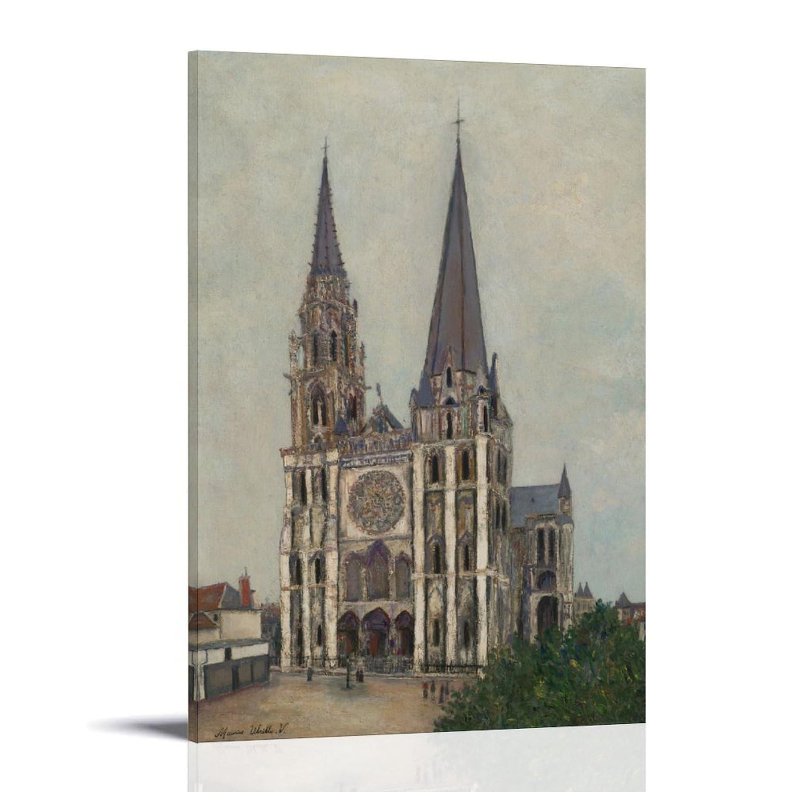 generisch The Cathedral of Chartres by Maurice UtrilloModernas Impresiones en lienzo, Cuadros Decorativos Para Habitaciones de Niños o Niñas, Murales para Sala de Estar Y Pinturas Con Motivos
