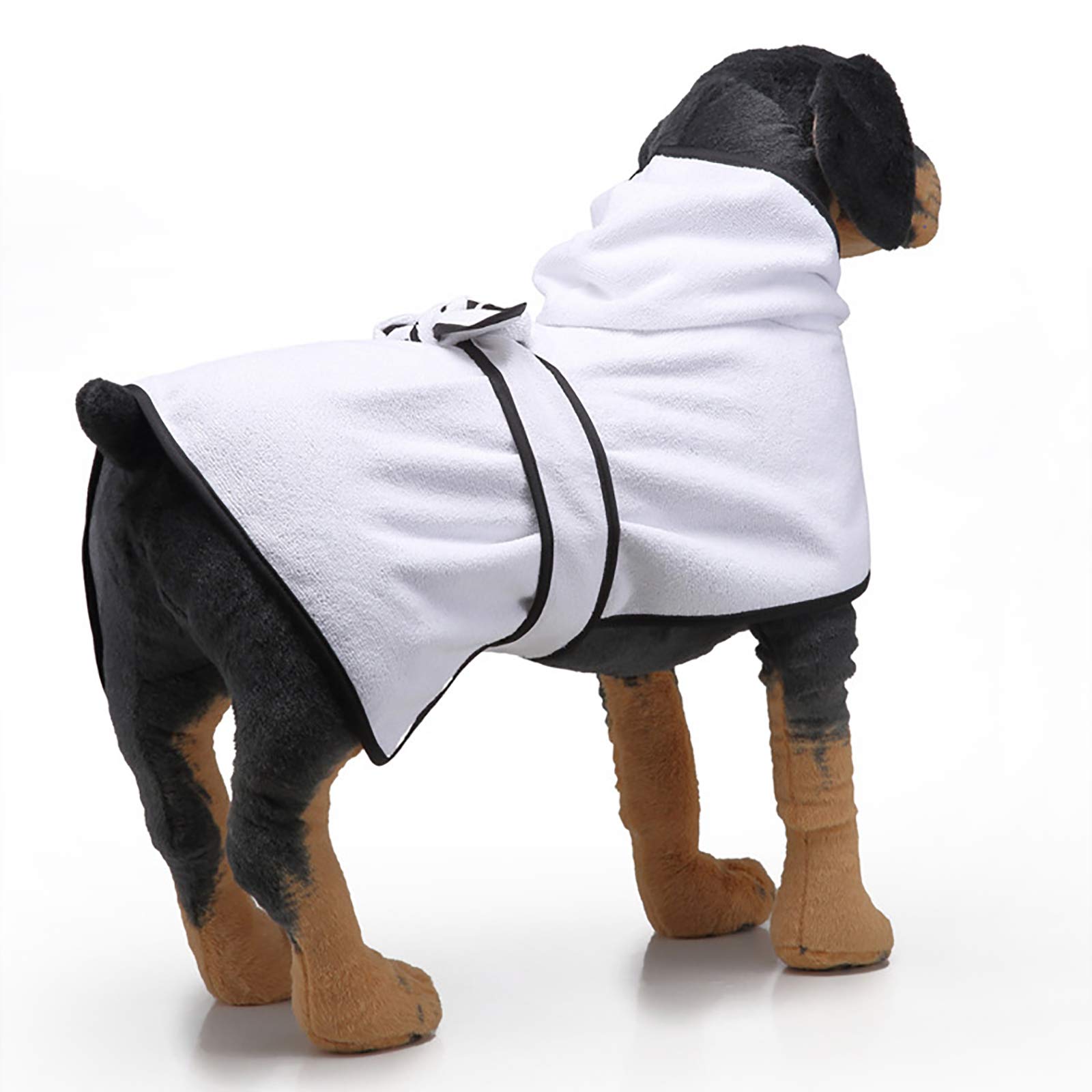 Peignoir pour Chien en Microfibre, Serviette De Bain Absorbante pour Chien Peignoir pour Chien Absorbant pour Peignoir Réglable en Microfibre pour Chien Et Chat Séchage Rapide,Blanc,XL