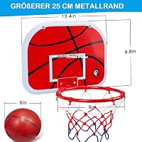 Anzmtosn Ajtóra Szerelhető Kosárlabda Szett Fém Peremmel 8 Hüvelykes Tábla Gumilabdákkal 5