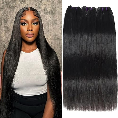 Human Hair Straight Bundles 14 16 18 Inch 16A Raw Vietnamese Virgin Human Hair Bundles Straight 3 Bundles Human Hair Full and Thick Natural Black Color Hair Extensions