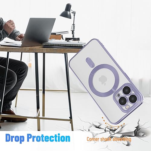 Miniatura 5 de Yetagso Funda magnética para iPhone 14 Pro Max, funda delgada galvanizada transparente para iPhone 14 Pro Max con protección de cámara, a prueba de