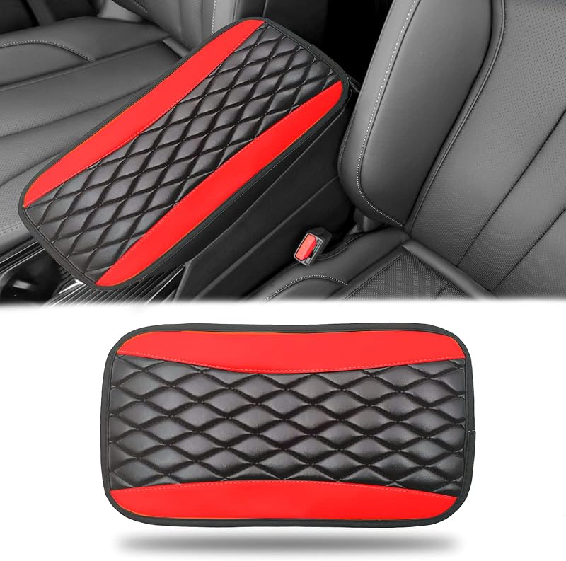 Capa para Console Central e Apoio de Braço Vrasly em Couro PU Vermelha – 19,05 x 32 cm