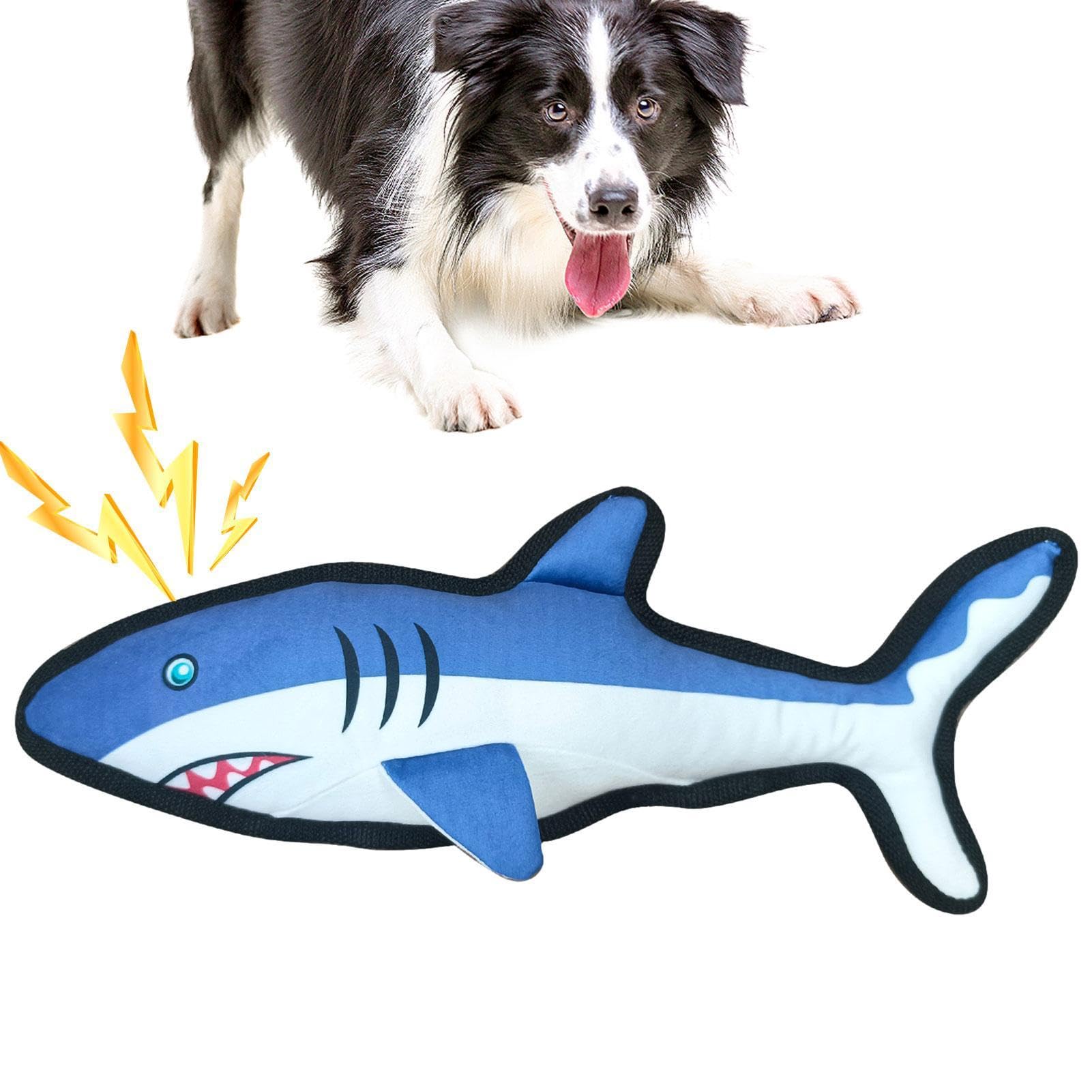 Giocattolo per cani con squittio, giocattolo per la pulizia e l'addestramento dei denti, giocattolo per la pulizia e l'addestramento dei denti a forma di squalo, giocattolo per dentizione per animali