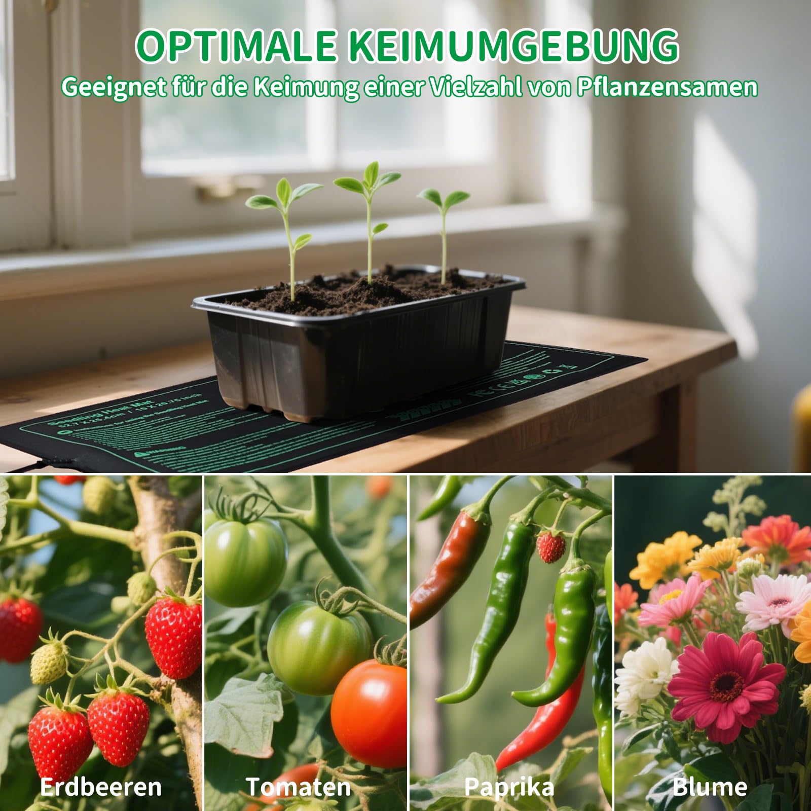 NAMOTEK Tappetino riscaldante per Piante con termostato Digitale e Set da 5 vaschette per Semina – Controllo della Temperatura per germinazione e propagazione delle Piante – Standard Met