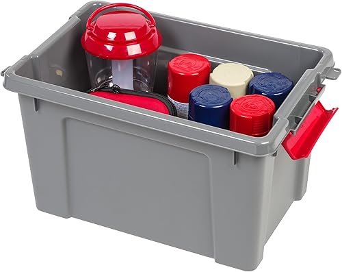 Miniatura 4 de IRIS USA - Bolsas de almacenamiento con tapa de 5 galones con cerradura, paquete de 6 unidades, color gris, contenedores apilables duraderos y