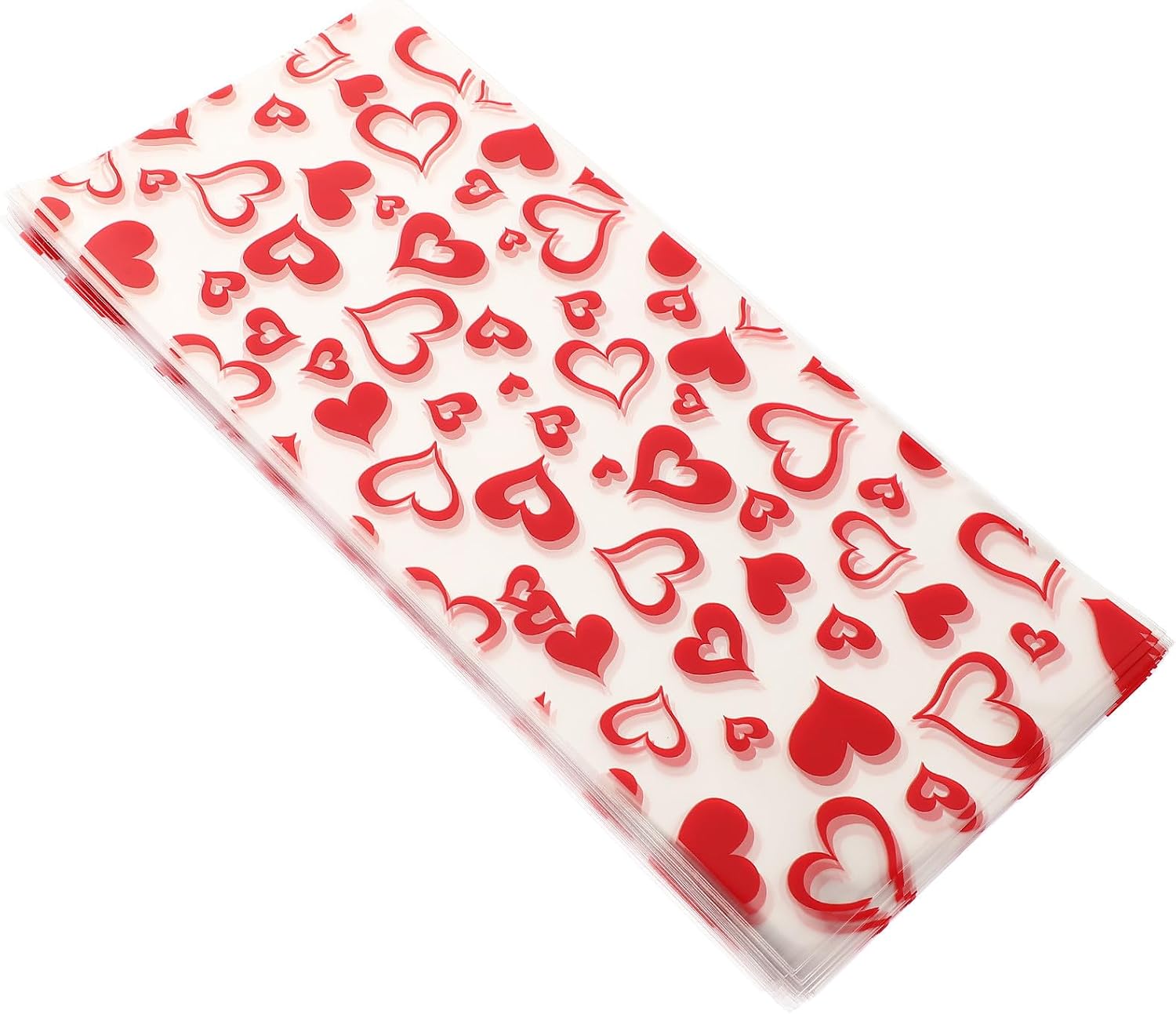 Didiseaon 100pcs Portable Red Candy Packing Bags Made of Food-safe Plastic for Valentine's Day Treats and Chocolates, for Family and Co-workers Banquet Party Favor Wrapping