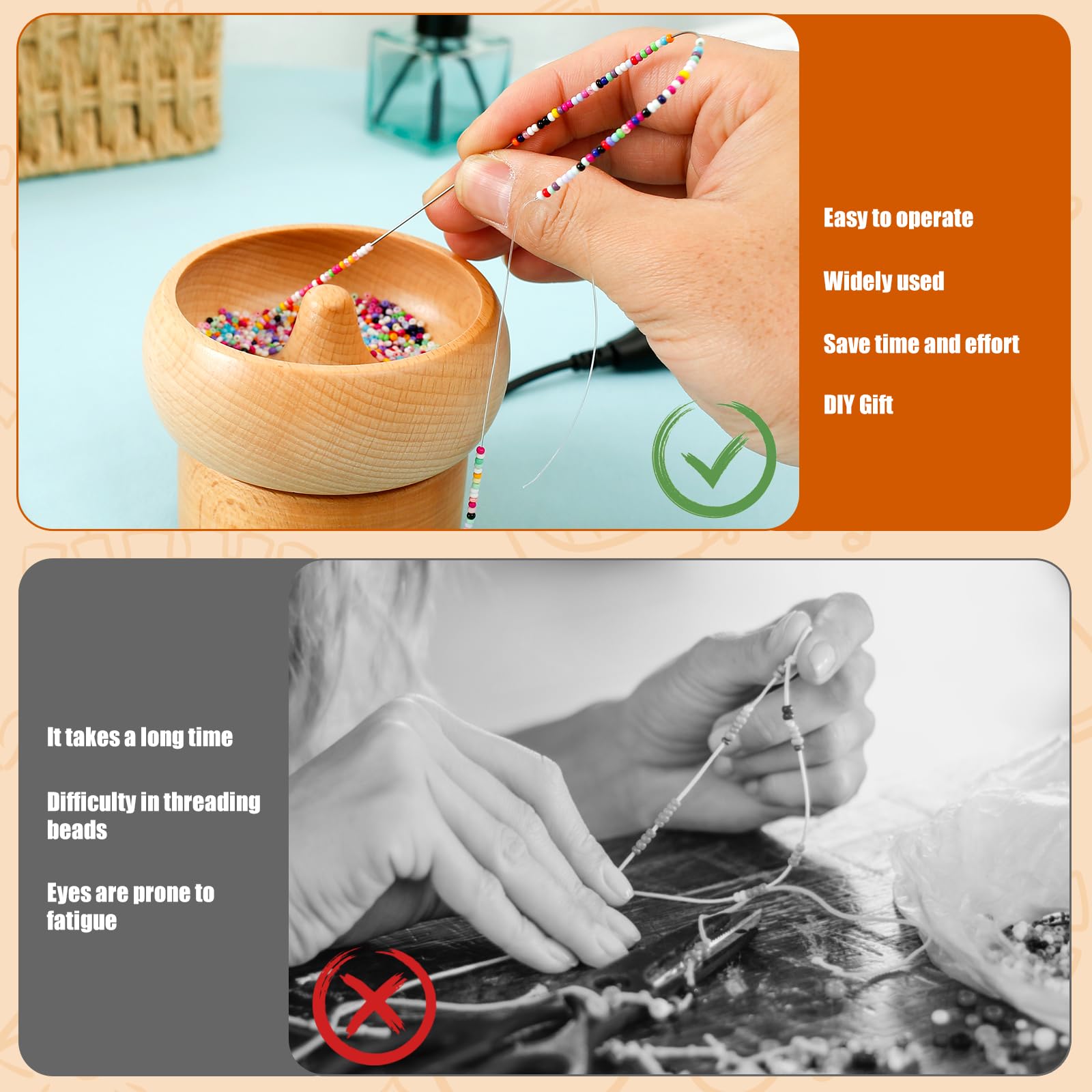 Harupink Spinner elettrico per perline, set di perline con ago per perline, Spinner elettrico per perline per la creazione di gioielli, perline veloci, per la creazione di bracciali e collane fai da