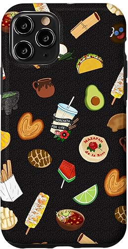 Funda para iPhone 11 Pro Black Antojitos Mexican Food Latino Tacos Pan Dulce