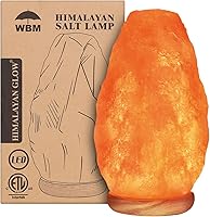 HIMALAYANGLOW USB Himalayan Salt Lamp with Touch Dimmer, Natural Pink Crystal, Wooden Base, LED Bulb - 5-7 lbs Relaxation & Air Purifying Glow