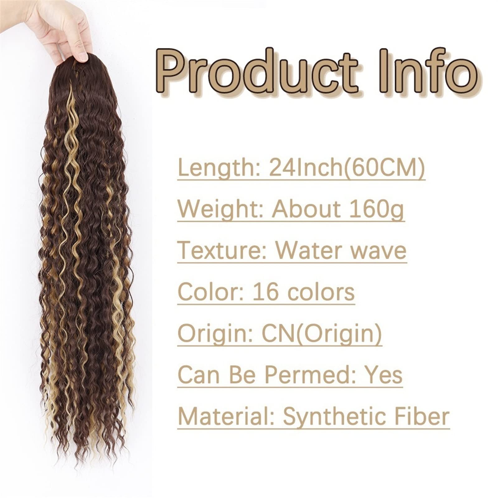 Kunsthaar-Extensions, 1 Packung, Pferdeschwanz, lang, synthetisch, gewellt, 61 cm, Extensions, für Damen, gewellt, gewellt, Dutt, Haar-Accessoires (Color