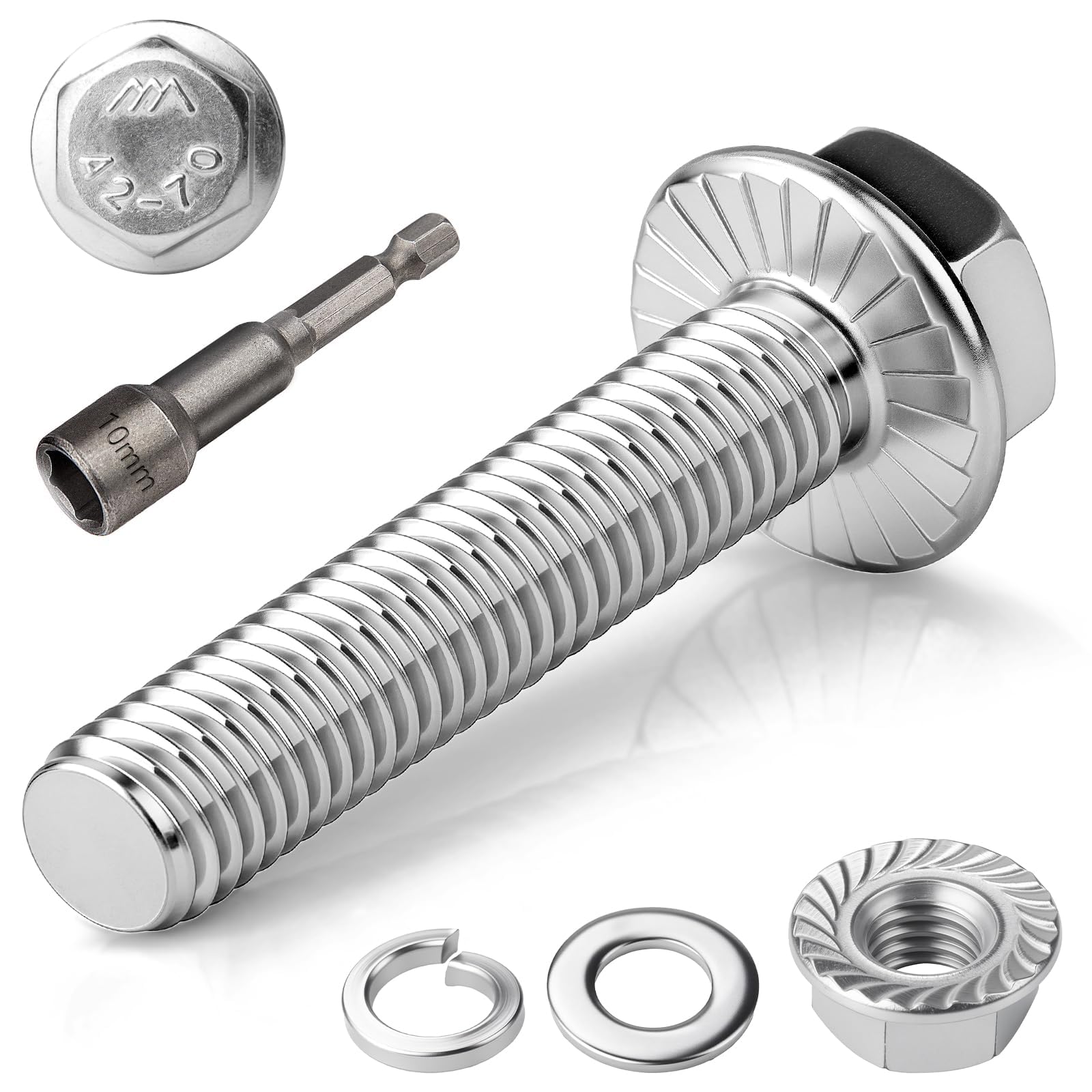 TXXATX 12 Pieces Bolts M6x30mm Hexagon Screws M6 Stainless Steel Bolts A2 70 Fully Threaded External Hexagon Flange with Nuts Washers Magnets Hexagon Socket for Construction Machinery