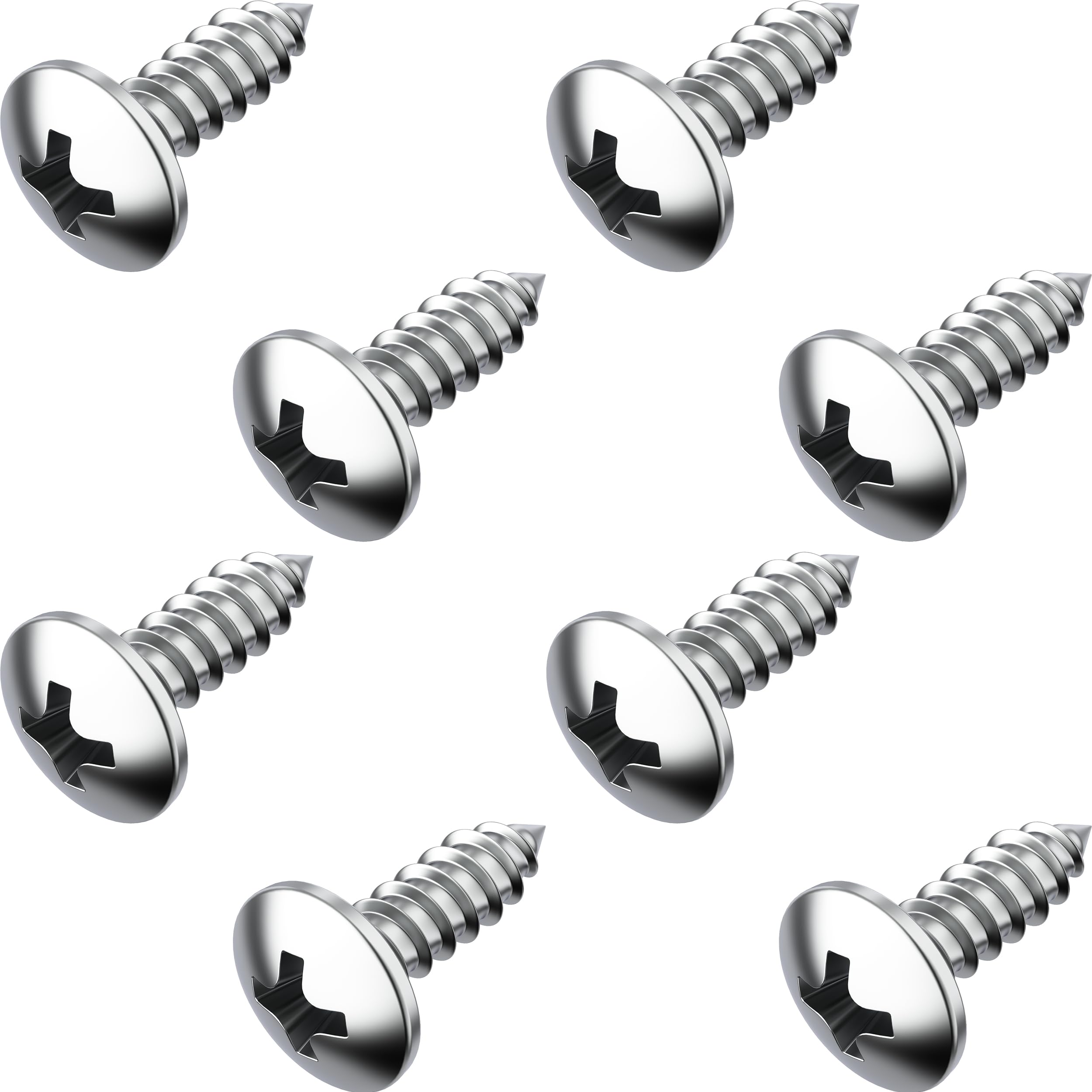 PRIME AVE Stainless Steel License Plate Screws for License Plates, Frames, Covers - Rust Proof Licence Plate Screw Set for Front/Rear - Compatible