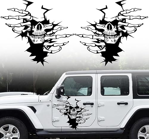 Paquete de 2 calcomanías autoadhesivas para capó de automóvil, diseño de garra de calavera desgarrada, calcomanías decorativas para automóvil,