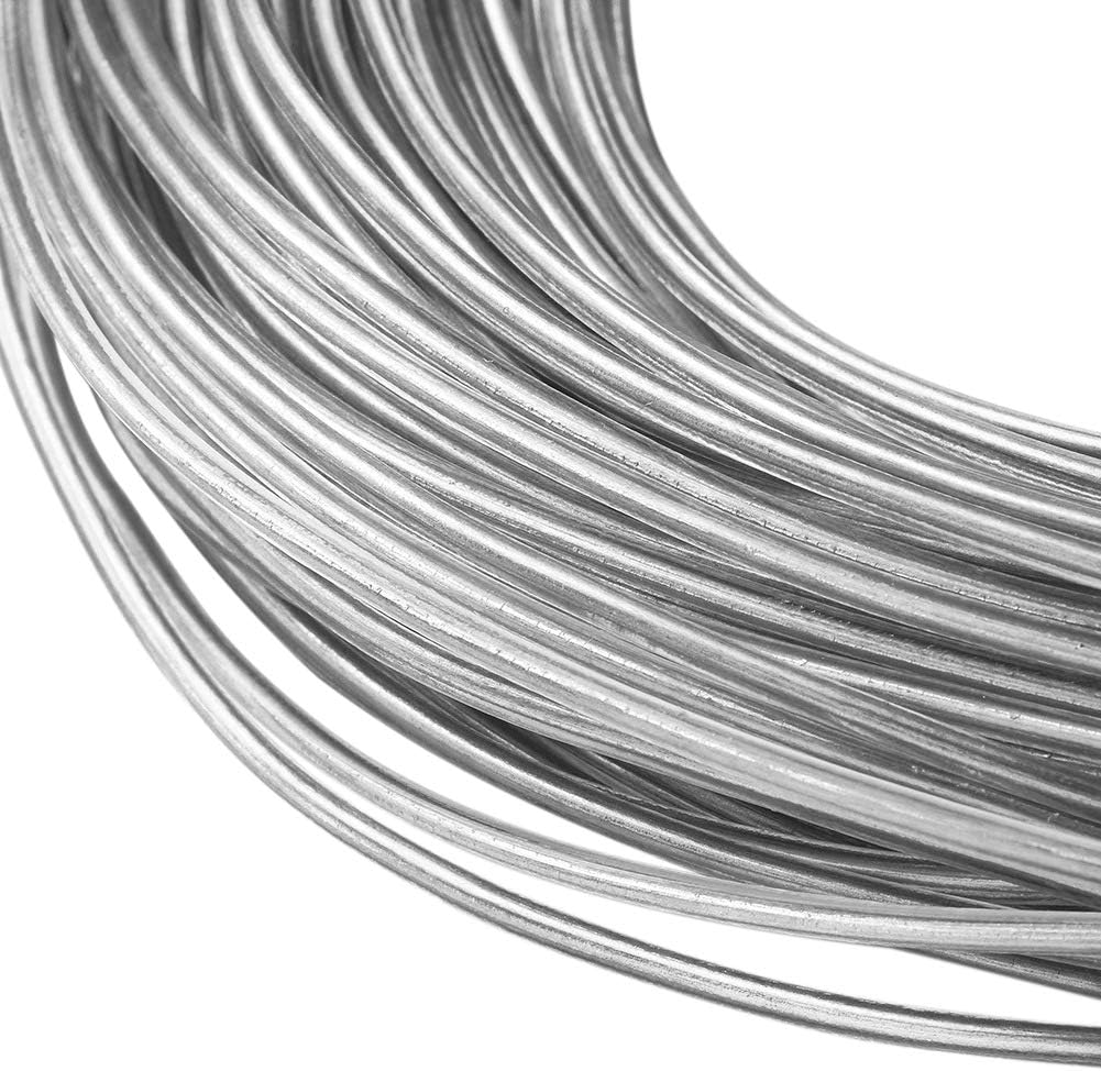 BENECREAT 12 Gauge (2 mm) Transparent PVC Plastic-Coated Aluminium Wire 100 ft (30 m) Bendable Silver Aluminium Craft Wire for Making Clothes, Hats, Headgear